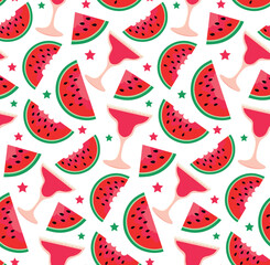 Watermelon pattern on the white background 