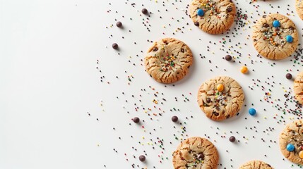 White background with cookies