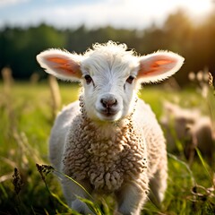 Obraz premium sheep in a field, goat farm