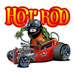 Cartoon retro hot rod