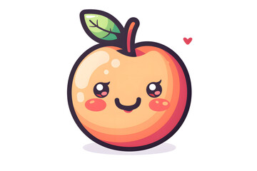 Obraz premium Flat logo illustration of a cute peach, isolated on plain, simple background. Generative AI