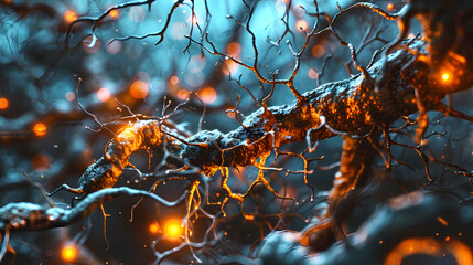 Neurons and Synapse-Like Structure Depiction