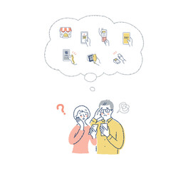 キャッシュレス決済について悩むカップル
