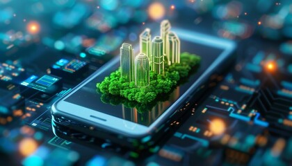 Apps for tracking and reducing carbon footprint, environmental awareness, concept