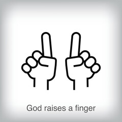 Index fingers up modern logo.  God and faith sign life logo template from above. vector