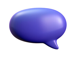 3D Render Speech blue label bubble with shadow isolated on white transparent background PNG file format.