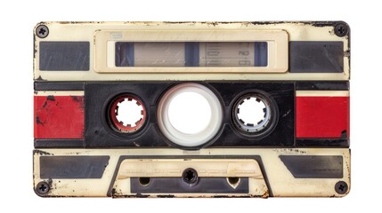 Naklejka premium Vintage music cassette with blank label isolated on white background