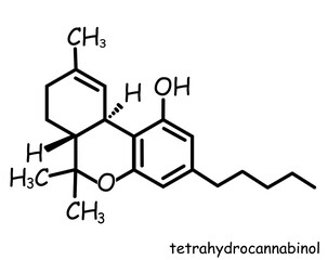 Chemical, organic structure : tetrahydrocannabinol