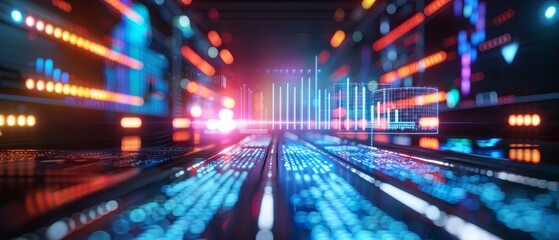 Digital dashboard showing global connectivity statistics, performance monitoring, concept