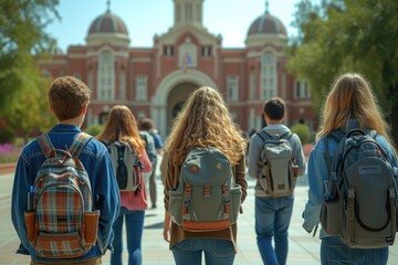 Obraz premium Student Life: Heading to Class at University