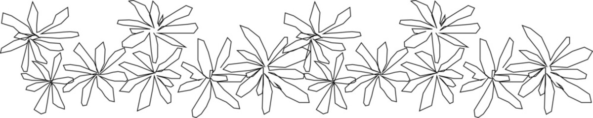 Vector silhouette illustration sketch detailed design of collection of leaves and flowers