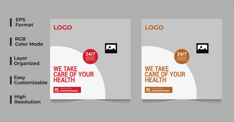 Eye-catching social media post template, social media post design, healthcare, facebook post, instagram post, linkedin post