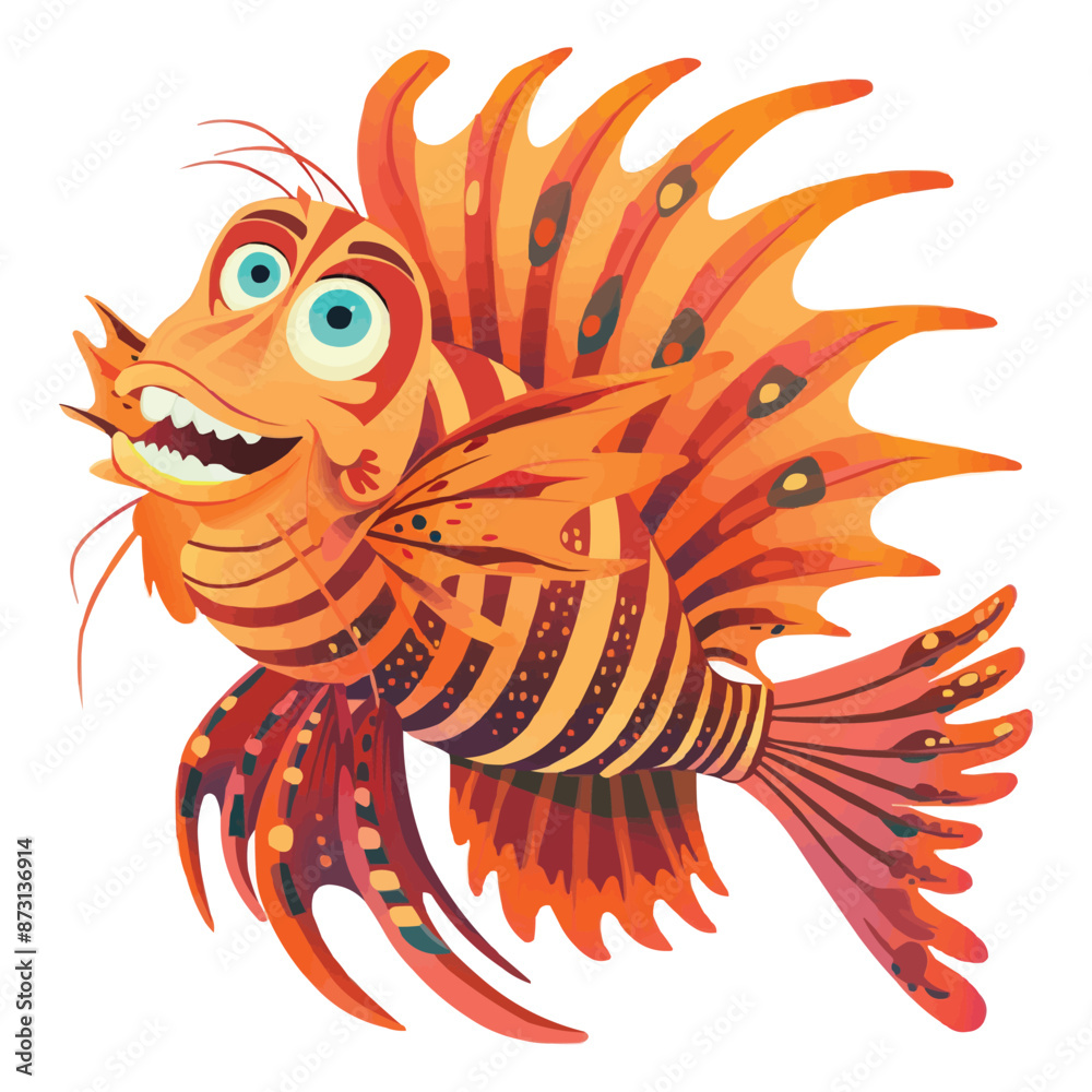 Wall mural happy cartoon lionfish vector