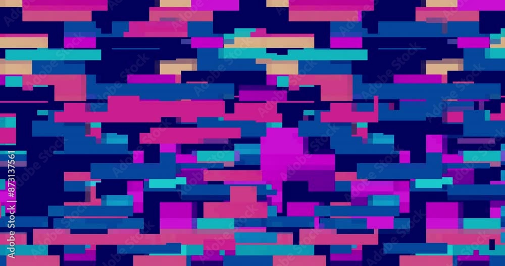 Poster retro abstract brick animation, loop background. colorful pattern loop. vector pixel art 8 bit
