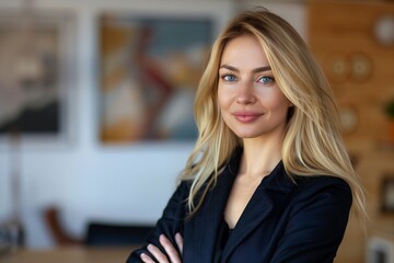 Fototapeta premium Blond Successful businesswoman with arms crossed
