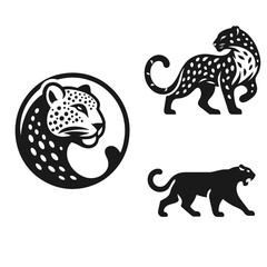 Tiger logo set silhouette vector isolated on white background