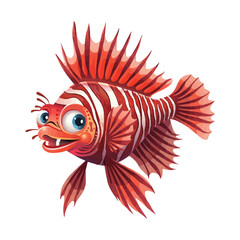 Fototapeta premium Happy cartoon Lionfish vector