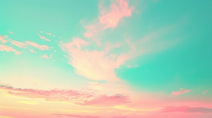 Obraz premium A vibrant pastel gradient sky background, where vivid turquoise merges into a playful 