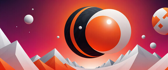 Obraz premium illustrazione con elementi geometrici a tema astratto contemporaneo, cosmo