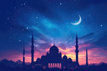 Minimalist Mosque Silhouette at Dusk