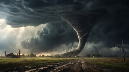Obraz premium hurricane approaches, its size and power sending chills down your spine.