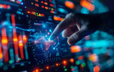 Obraz premium AIpowered financial market predictions on a traders dashboard, future finance, concept
