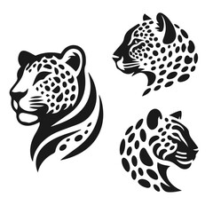 Tiger logo set silhouette vector isolated on white background