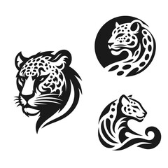 Tiger logo set silhouette vector isolated on white background