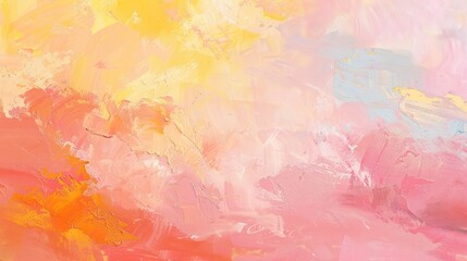 An abstract design in oil paint on a background of pastel sunset colors, blending pink, orange, 