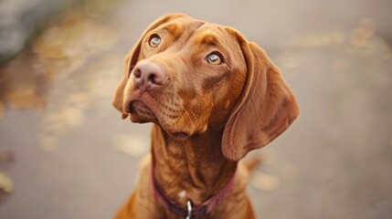 Adorable Vizsla Dog in Warm Tone with Space for Text