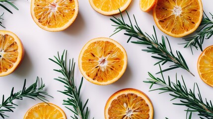 Oranges with white background and citrus fruit slices