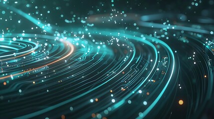 Clean tech web with teal lines and bright connection points on a dark background, sophisticated and elegant