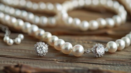 Pearl necklace with earrings