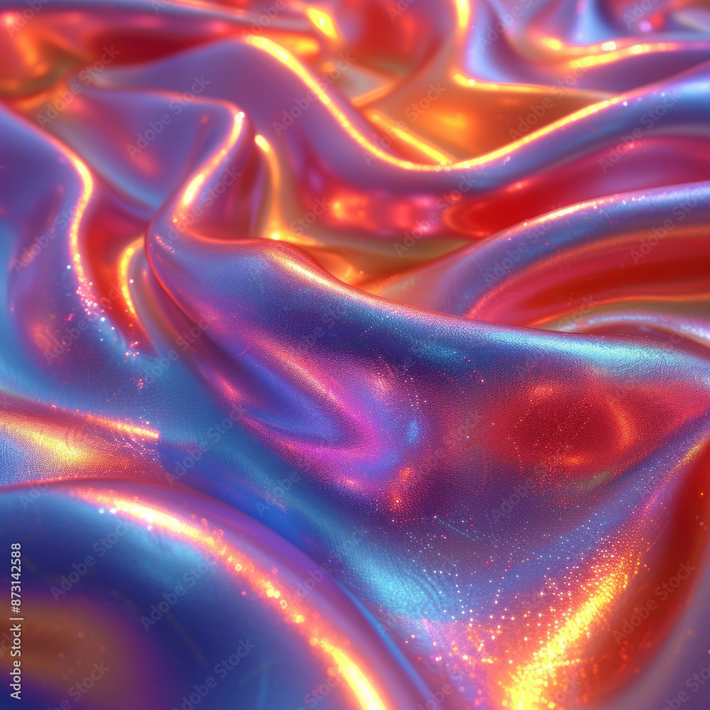 Poster metallic 3d abstract silk cloth 3d futuristic cyberpunk hyper realism detailed isolated colorful ref