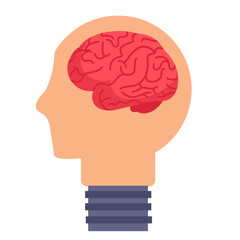 Human brain in a lightbulb. Brainstorming concept. Vector illustration
