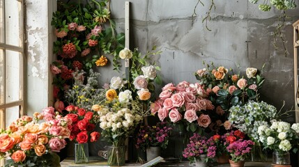 Fresh flowers arranged on a table