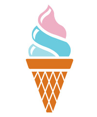 Ice cream clip art design on plain white transparent isolated background for sign, decal, card, shirt, hoodie, sweatshirt, apparel, tag, mug, icon, poster or badge