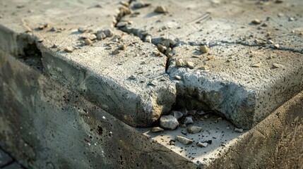 Damaged concrete block