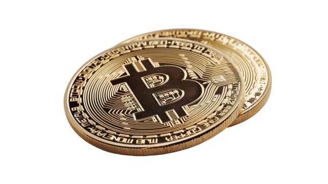 Bitcoin isolated transparent on white background.