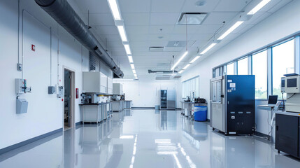 Modern Ceiling-Mounted Air Conditioning System in High-Tech Research Laboratory