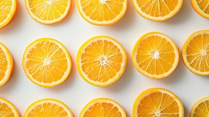 Obraz premium Round slices of Very Peri oranges fruit arranged in a pattern
