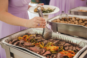 Buffet Line, serving food