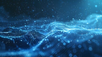 Light blue and dark blue background, Abstract background of round dots, color gradient from light to dark blue.