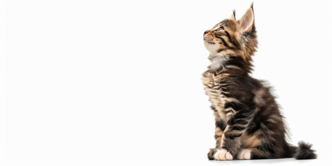 Obraz premium Fluffy Kitten Looking Up. Generative AI.