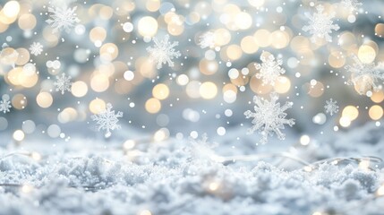 An elegant background of bokeh lights in shimmering silver and soft white,  