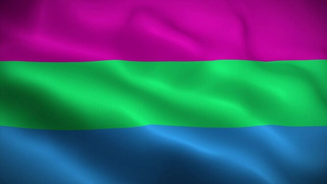 LGBT Polysexuality Pride flag waving animation, perfect loop, 4K video background, official colors