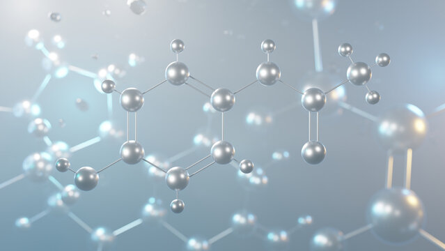 paracetamol molecular structure, 3d model molecule, acetaminophen, structural chemical formula view from a microscope
