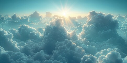 Fototapeta premium Dancing Sunbeams: A Mesmerizing Time-Lapse of Radiant Skies and Shifting Clouds