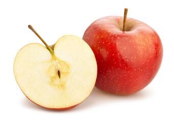 sliced apples path isolated on white