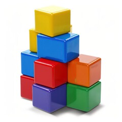 Obraz premium A stack of colorful blocks with a blue block on top